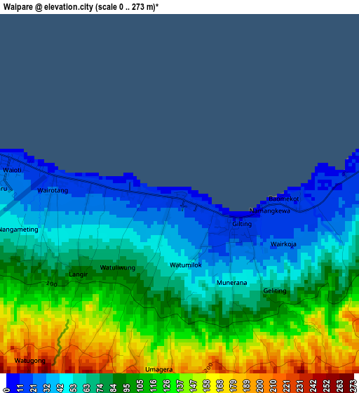 Waipare elevation map