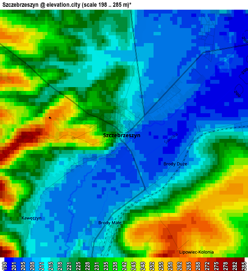 Szczebrzeszyn elevation map