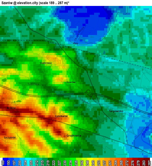 Szarów elevation map