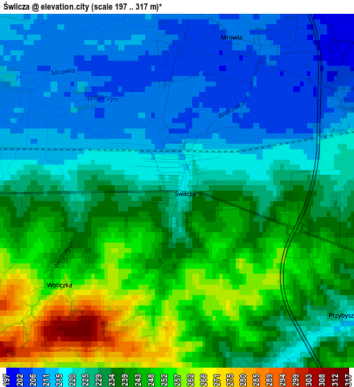 Świlcza elevation map