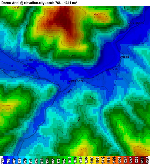 Dorna-Arini elevation map