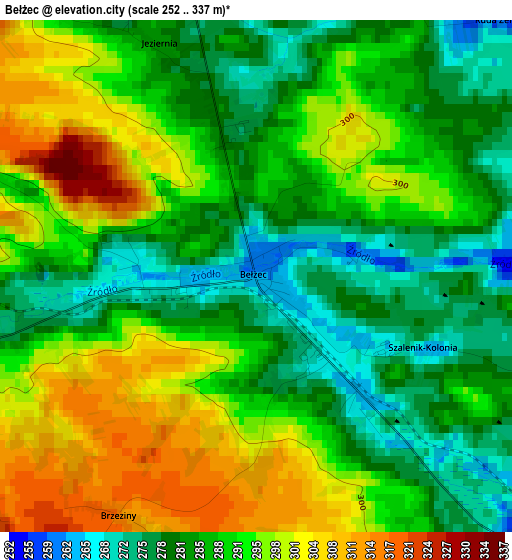 Bełżec elevation map