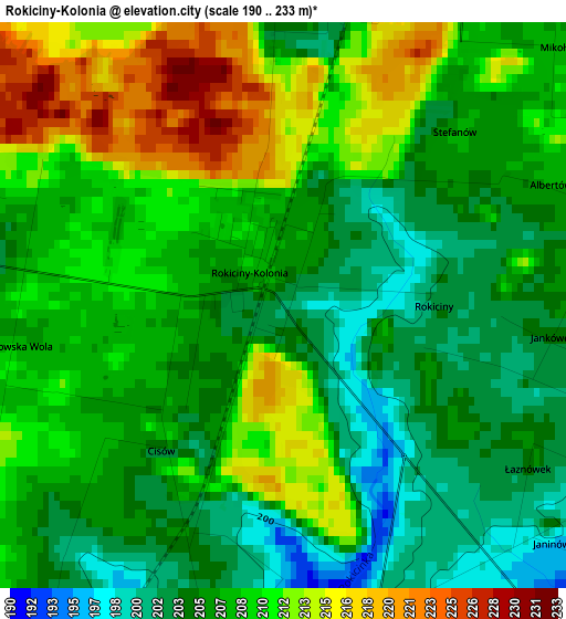 Rokiciny-Kolonia elevation map