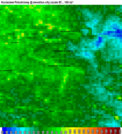 Kocierzew Południowy elevation map