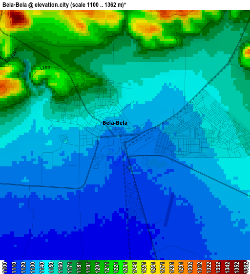 Bela-Bela elevation map