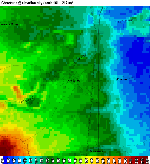 Chróścina elevation map