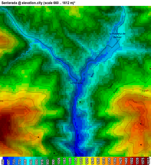 Senterada elevation map