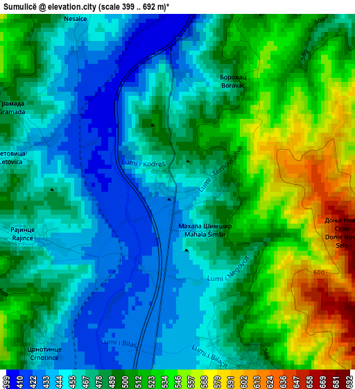 Sumulicë elevation map