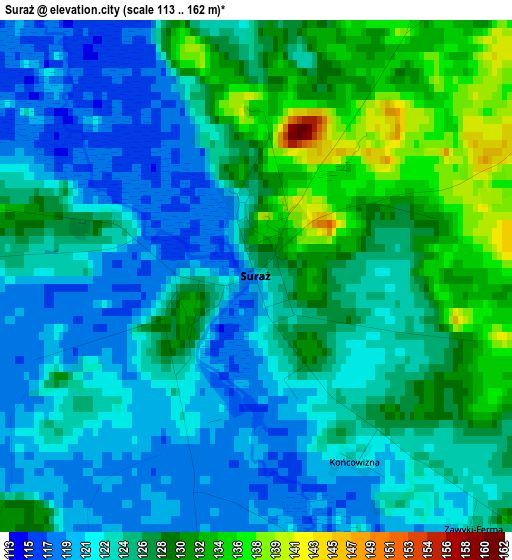 Suraż elevation map