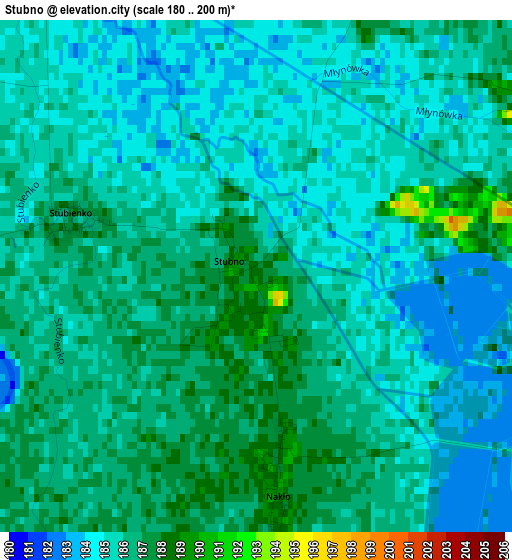 Stubno elevation map