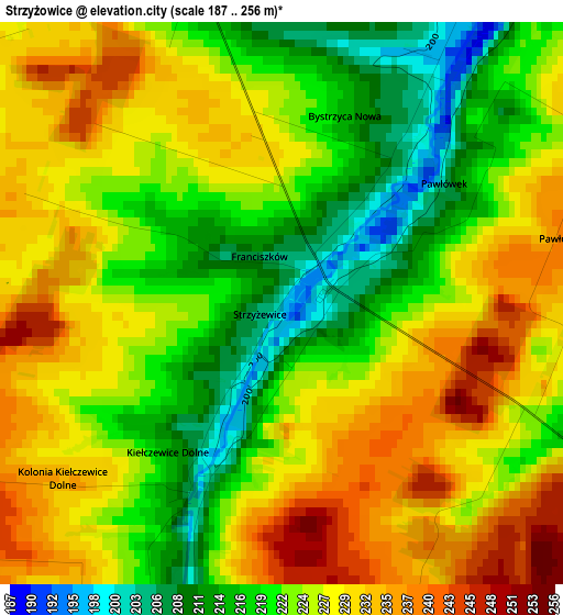 Strzyżowice elevation map