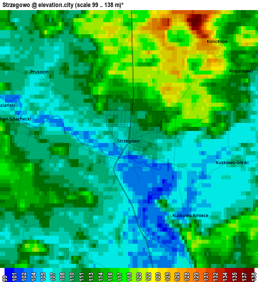 Strzegowo elevation map