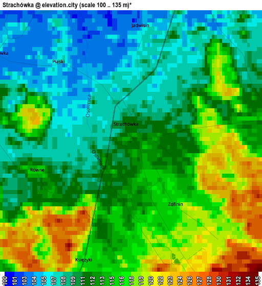 Strachówka elevation map