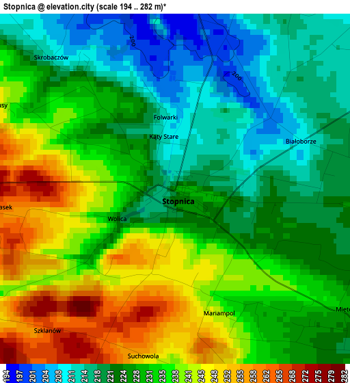 Stopnica elevation map