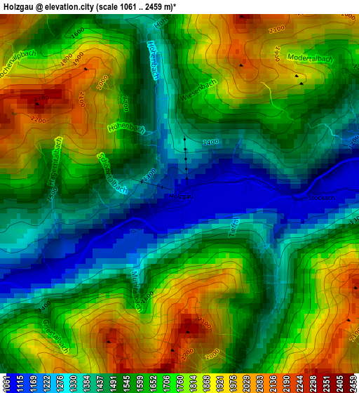 Holzgau elevation map