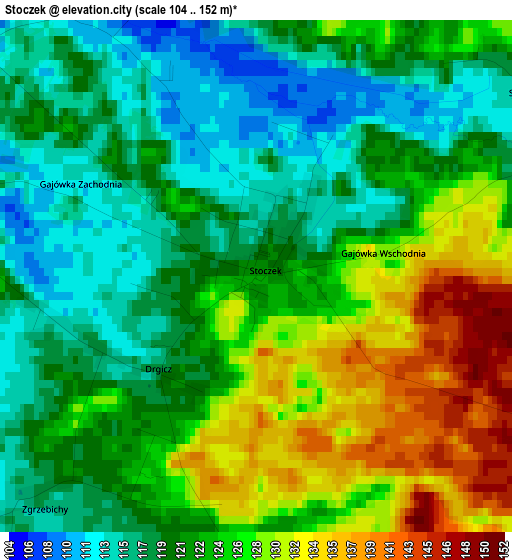 Stoczek elevation map