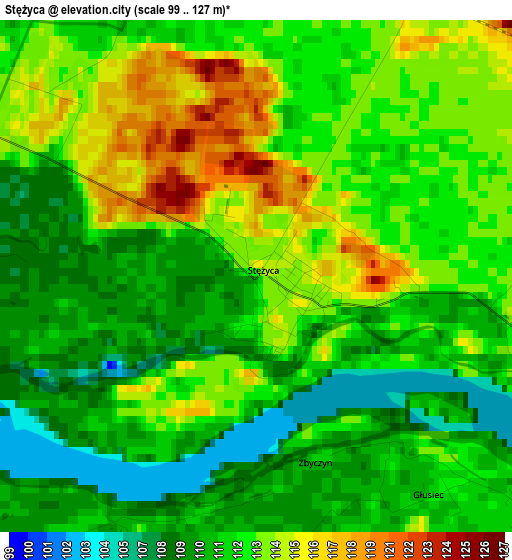 Stężyca elevation map