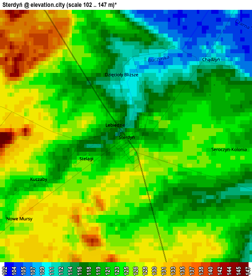 Sterdyń elevation map