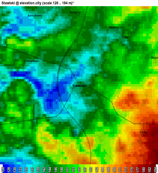 Stawiski elevation map