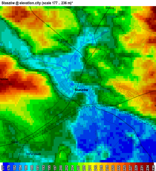 Staszów elevation map