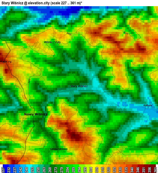 Stary Wiśnicz elevation map