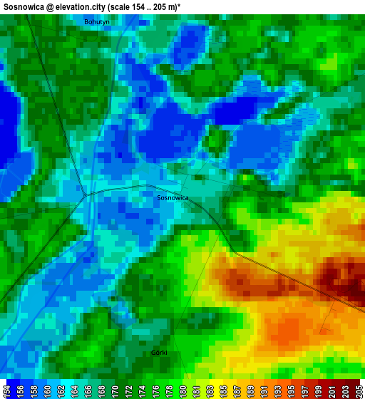 Sosnowica elevation map