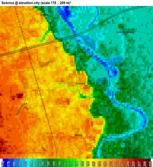 Sośnica elevation map