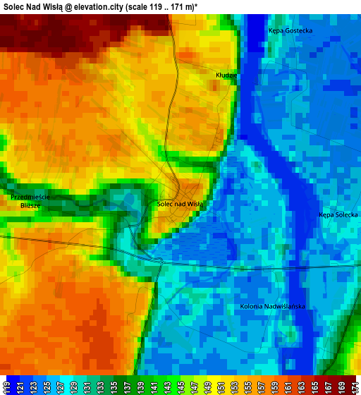 Solec Nad Wisłą elevation map