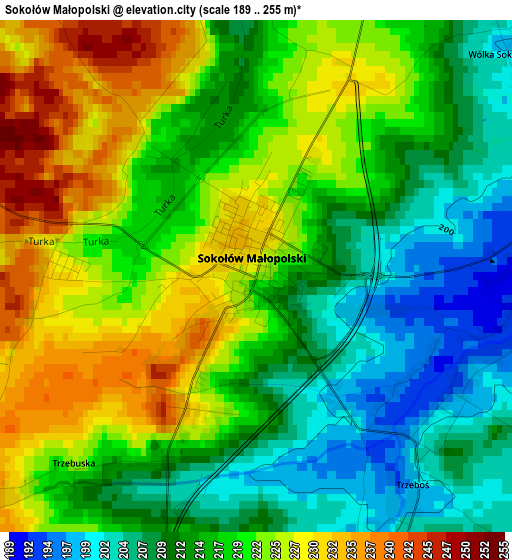 Sokołów Małopolski elevation map