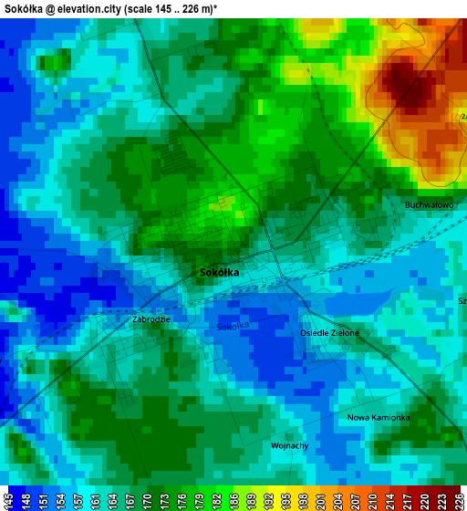 Sokółka elevation map