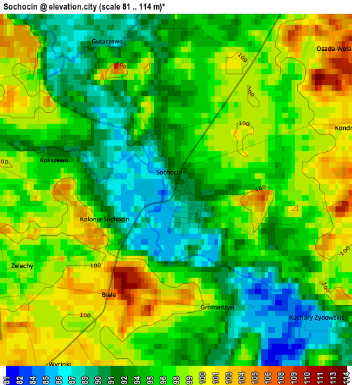 Sochocin elevation map