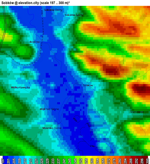 Sobków elevation map