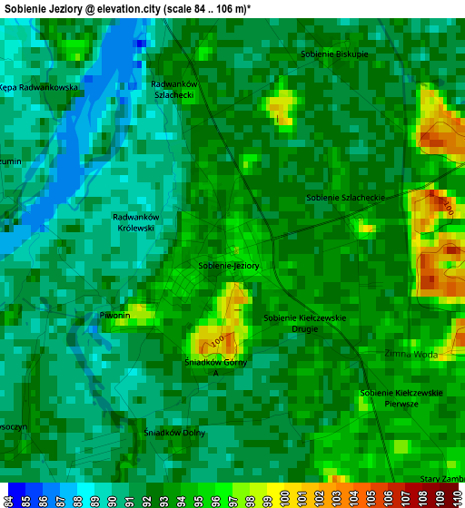 Sobienie Jeziory elevation map