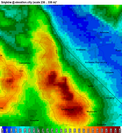 Smyków elevation map