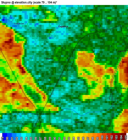 Słupno elevation map