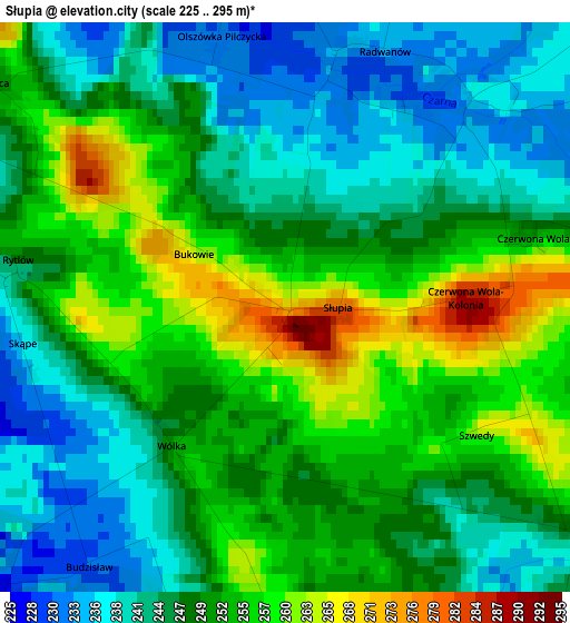 Słupia elevation map