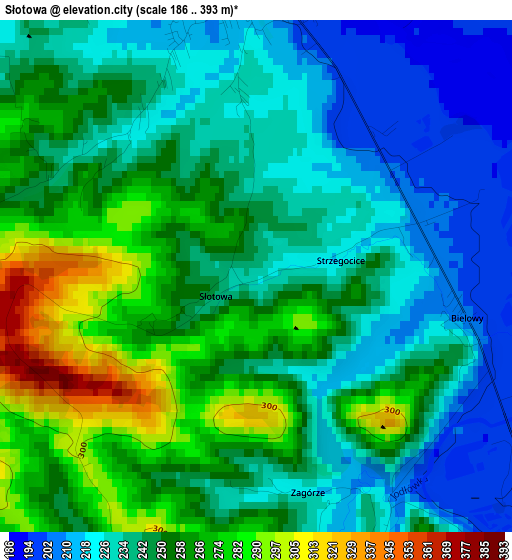 Słotowa elevation map