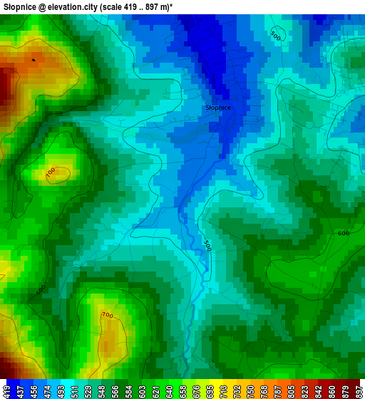 Słopnice elevation map