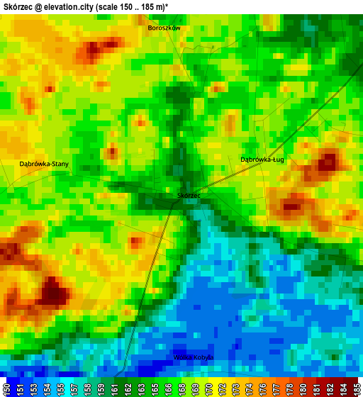 Skórzec elevation map