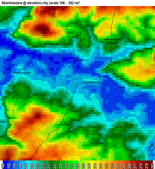 Skierbieszów elevation map