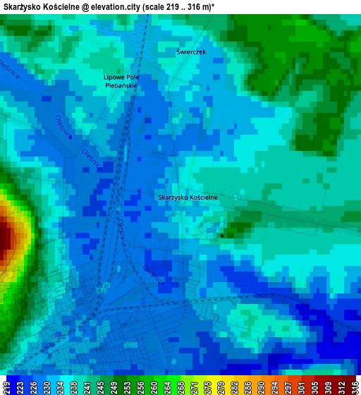 Skarżysko Kościelne elevation map