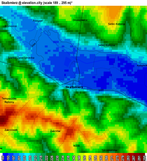 Skalbmierz elevation map