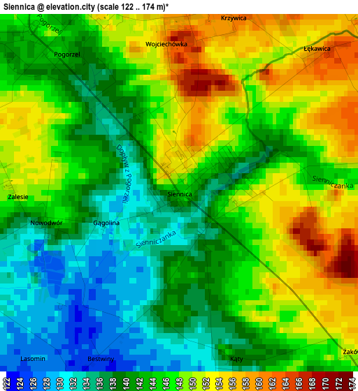 Siennica elevation map