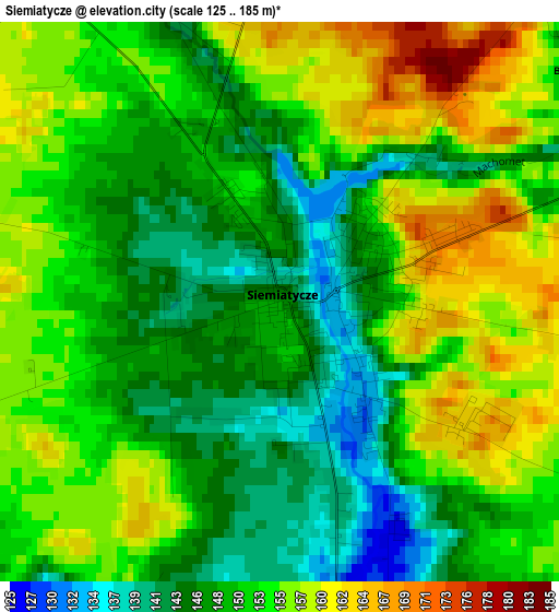 Siemiatycze elevation map