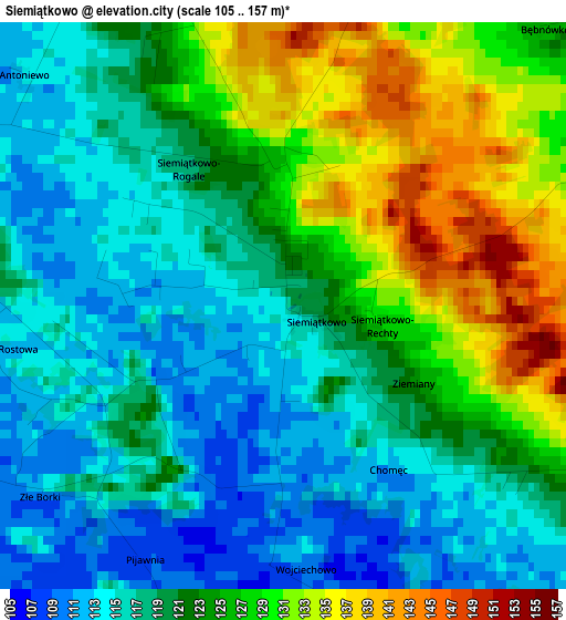 Siemiątkowo elevation map