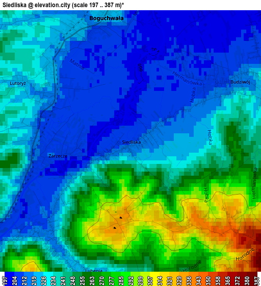 Siedliska elevation map