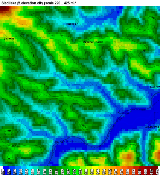 Siedliska elevation map