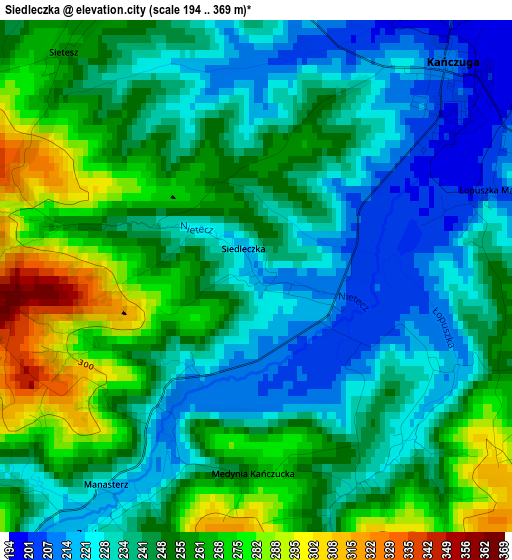 Siedleczka elevation map