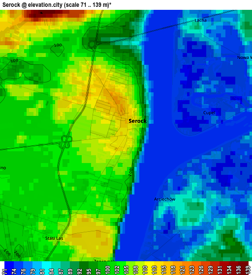 Serock elevation map