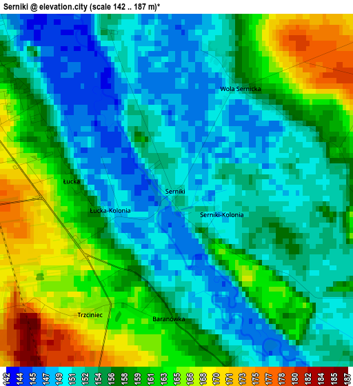 Serniki elevation map